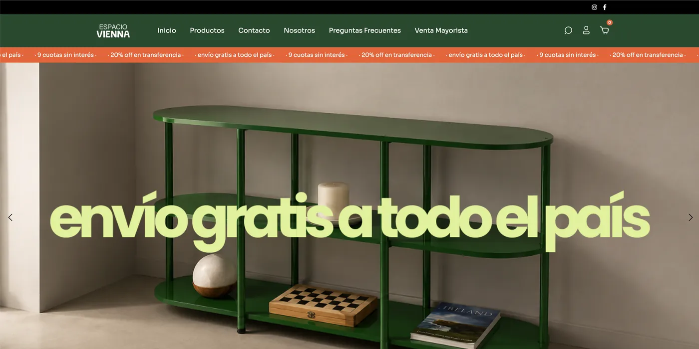 Home de la tienda online de Espacio Vienna
